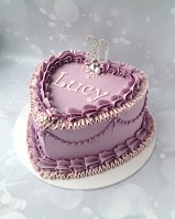 Lilac heart buttercream cake